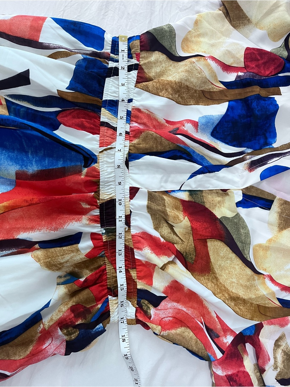Vibrant Abstract Print Maxi Dress in Blue, Orange & White - Picture 6 of 6